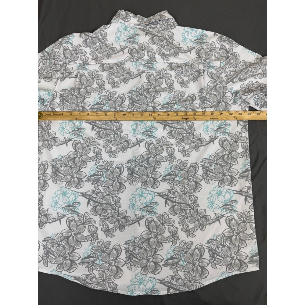 Lot of 2 Huk Fishing Shirts Mens Large Short Sleeve Button Down Floral Tropical - Picture 13 of 16